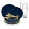 Smarty Had A Party Navy with Gold Rim Round Blossom Disposable Plastic Wedding Value Set, 720PK 4840NG-VS120 - alternate 1